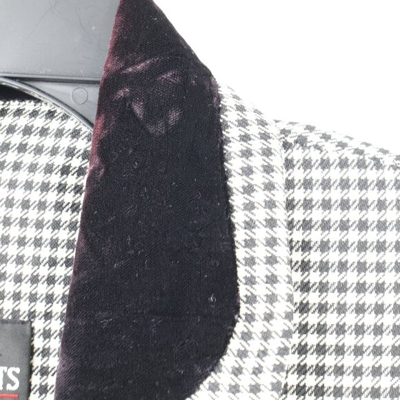 Vintage John Roberts dress womens 10 Houndstooth Velvet trim Button front maxi - Picture 3 of 14